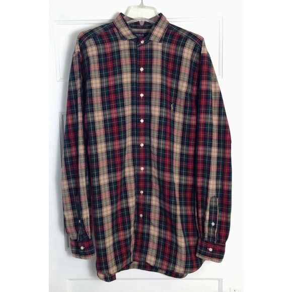 Polo Ralph Lauren Shirt Men XLT Plaid Flannel Classic Long Sleeve Preppy Pony - Picture 1 of 9